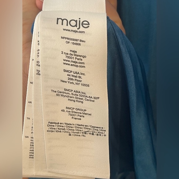 Maje Blue Tie Dye Satin Maxi Dress Size 6 - Picture 8 of 9